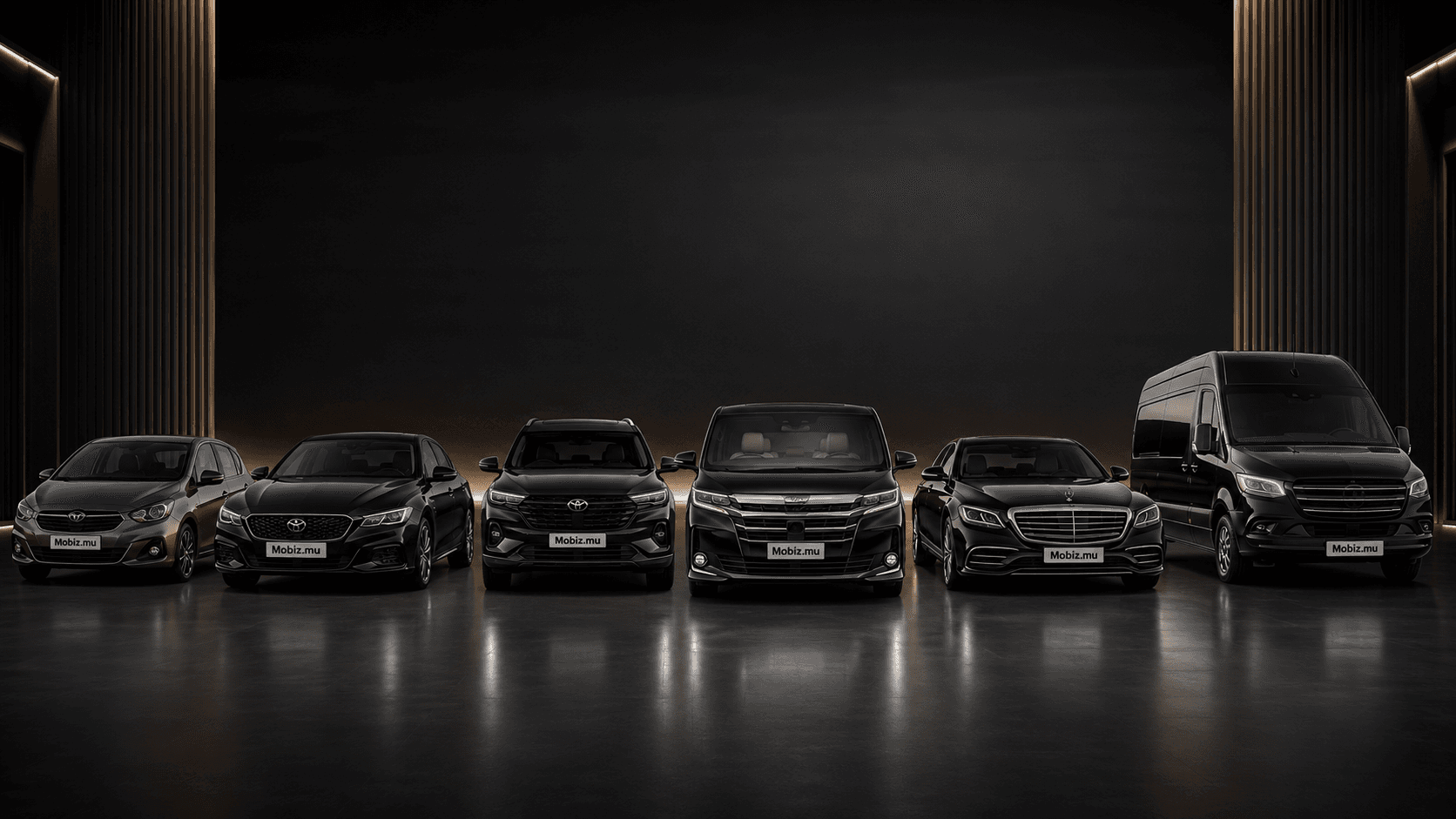 Premium Mobiz Car Rental vehicle lineup in Mauritius